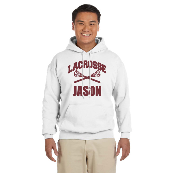 Custom Lacrosse Hoodie - White - Large (Personalized)