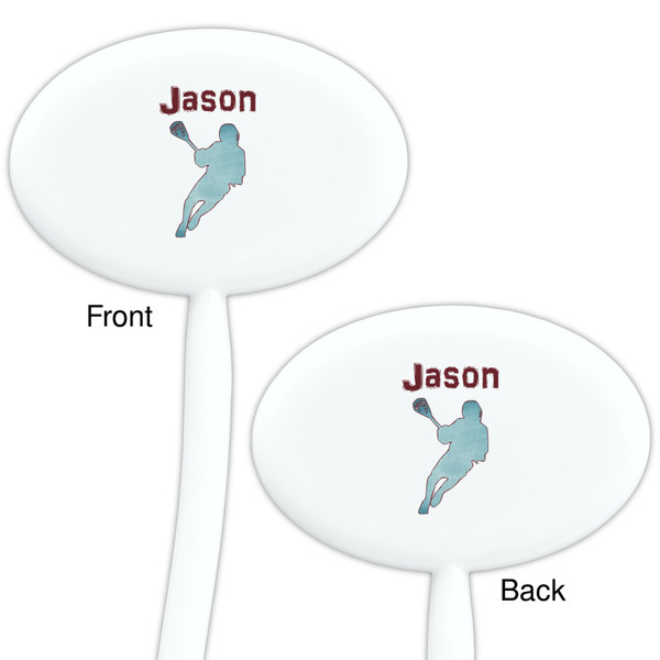 Lacrosse White Plastic 7" Stir Stick - Double Sided - Oval - Front & Back