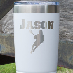 Lacrosse 20 oz Stainless Steel Tumbler - White - Single Sided (Personalized)