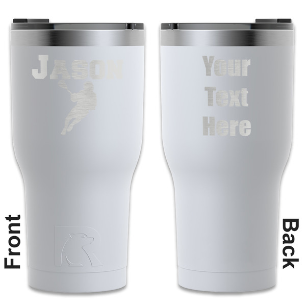Custom Lacrosse RTIC Tumbler - White - Engraved Front & Back (Personalized)
