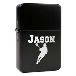 Lacrosse Windproof Lighter - Black - Single Sided & Lid Engraved (Personalized)