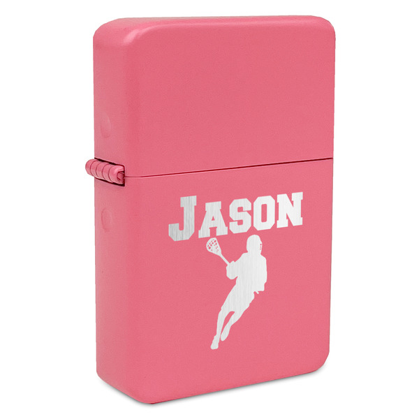 Custom Lacrosse Windproof Lighter - Pink - Single Sided (Personalized)