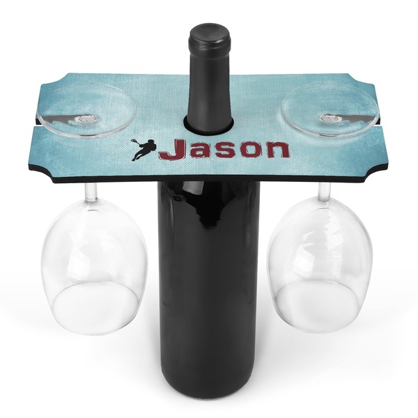 Custom Lacrosse Wine Bottle & Glass Holder (Personalized)