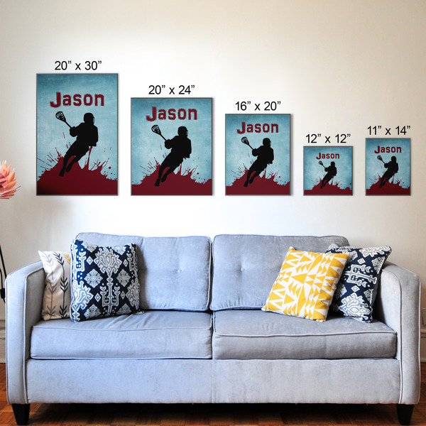 Lacrosse Wood Prints - Size Comparison