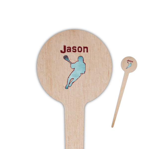 Custom Lacrosse 4" Round Wooden Food Picks - Double Sided (Personalized)