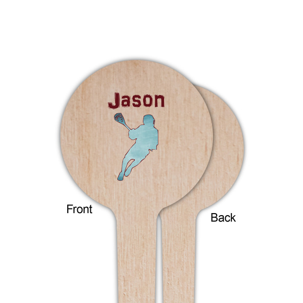 Lacrosse Wooden 4" Food Pick - Round - Single Sided - Front & Back