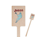 Lacrosse 6.25" Rectangle Wooden Stir Sticks - Single Sided (Personalized)