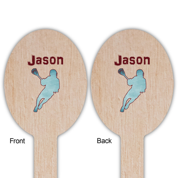 Lacrosse Wooden Food Pick - Oval - Double Sided - Front & Back