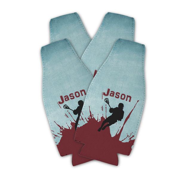 Custom Lacrosse Zipper Bottle Cooler - Set of 4 (Personalized)