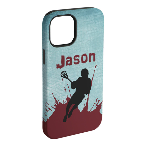 Custom Lacrosse iPhone Case - Rubber Lined - iPhone 15 Plus (Personalized)
