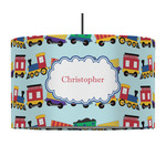 Trains 12" Drum Pendant Lamp - Fabric (Personalized)