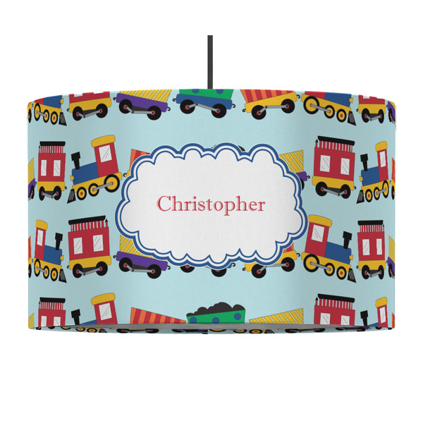 Trains 12" Drum Lampshade - PENDANT (Fabric)