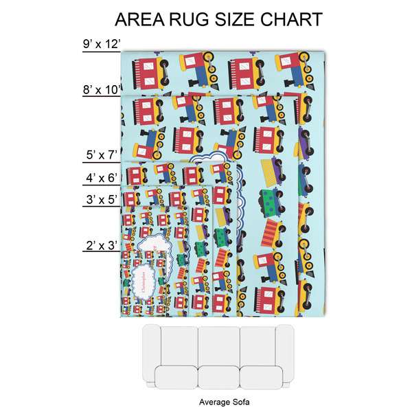 Trains 2'x3' Indoor Area Rugs - Size Chart