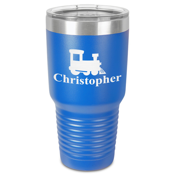 Custom Trains 30 oz Stainless Steel Tumbler - Royal Blue - Single-Sided (Personalized)
