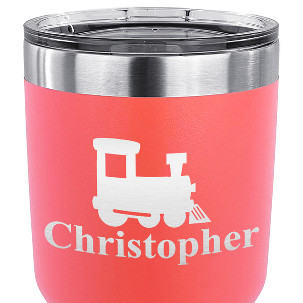 Trains 30 oz Stainless Steel Ringneck Tumbler - Coral - CLOSE UP