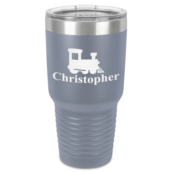 Custom Trains 30 oz Stainless Steel Tumbler - Grey - Single-Sided (Personalized)