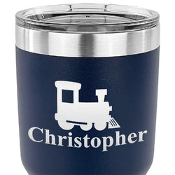 Trains 30 oz Stainless Steel Tumbler - Navy - Single Sided (Personalized)