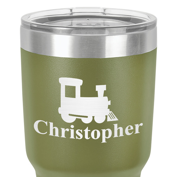 Trains 30 oz Stainless Steel Ringneck Tumbler - Olive - Close Up