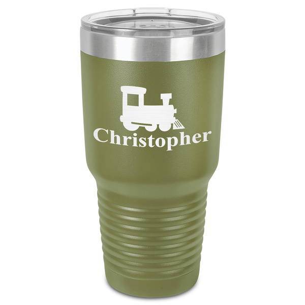 Trains 30 oz Stainless Steel Ringneck Tumbler - Olive - Front