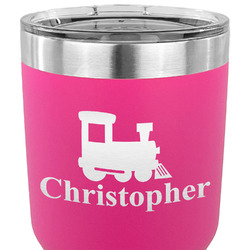 Trains 30 oz Stainless Steel Tumbler - Pink - Double Sided (Personalized)