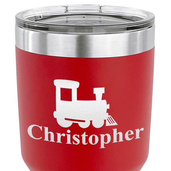 Trains 30 oz Stainless Steel Ringneck Tumbler - Red - CLOSE UP
