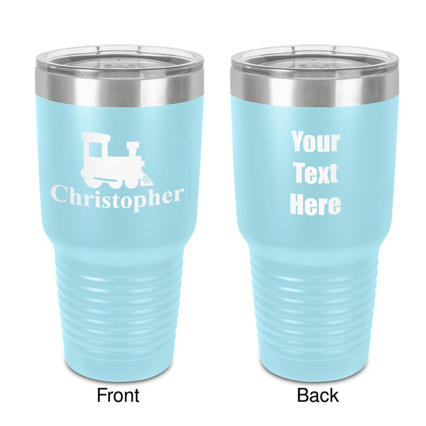 Custom Trains 30 oz Stainless Steel Tumbler - Teal - Double-Sided (Personalized)