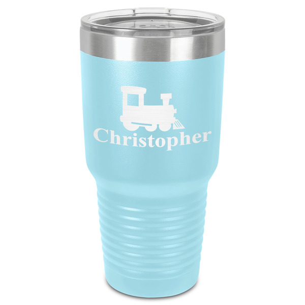 Custom Trains 30 oz Stainless Steel Tumbler - Teal - Single-Sided (Personalized)