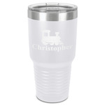 Trains 30 oz Stainless Steel Tumbler - White - Single-Sided (Personalized)