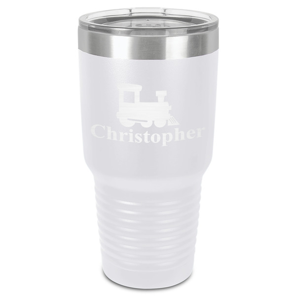 Custom Trains 30 oz Stainless Steel Tumbler - White - Single-Sided (Personalized)