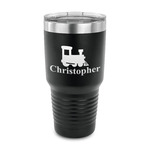 Trains 30 oz Stainless Steel Tumbler - Black - Single Sided (Personalized)