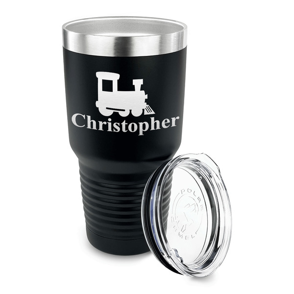 Trains 30 oz Stainless Steel Ringneck Tumblers - Black - LID OFF