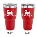 Trains 30 oz Stainless Steel Tumbler - Red - Double Sided (Personalized)