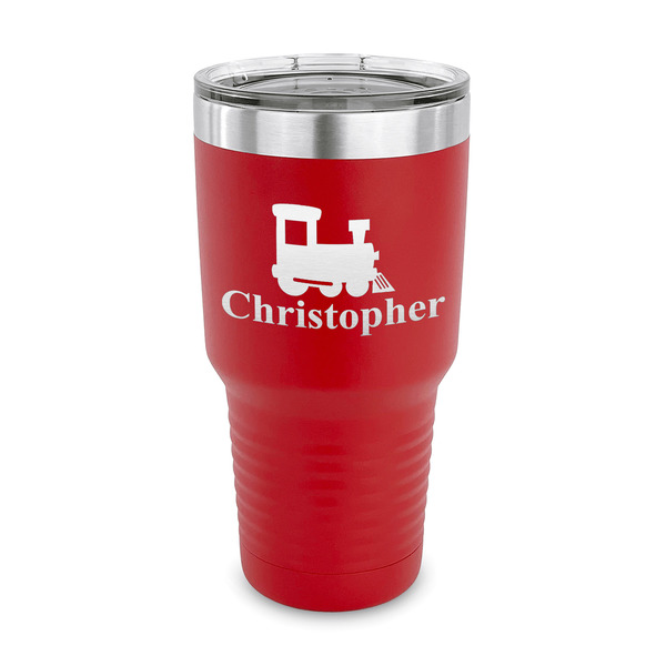 Custom Trains 30 oz Stainless Steel Tumbler - Red - Single Sided (Personalized)