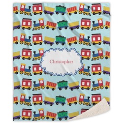 Trains Sherpa Throw Blanket (Personalized)