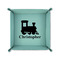 Trains 6" x 6" Teal Leatherette Snap Up Tray - FOLDED UP
