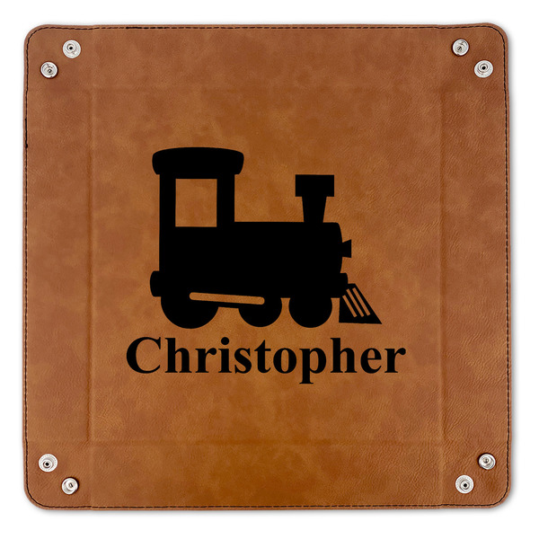 Trains 9" x 9" Leatherette Snap Up Tray - APPROVAL (FLAT)
