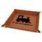 Trains Faux Leather Dice Tray - 9" x 9" - Rawhide (Personalized)