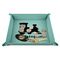 Trains 9" x 9" Teal Leatherette Snap Up Tray - STYLED