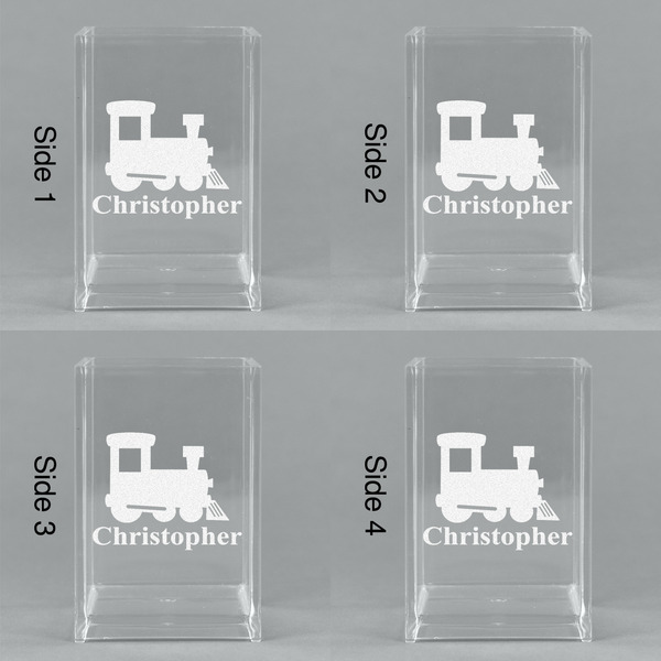 Trains Acrylic Pen Holder - All Sides