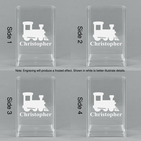 Trains Acrylic Pen Holder - All Sides