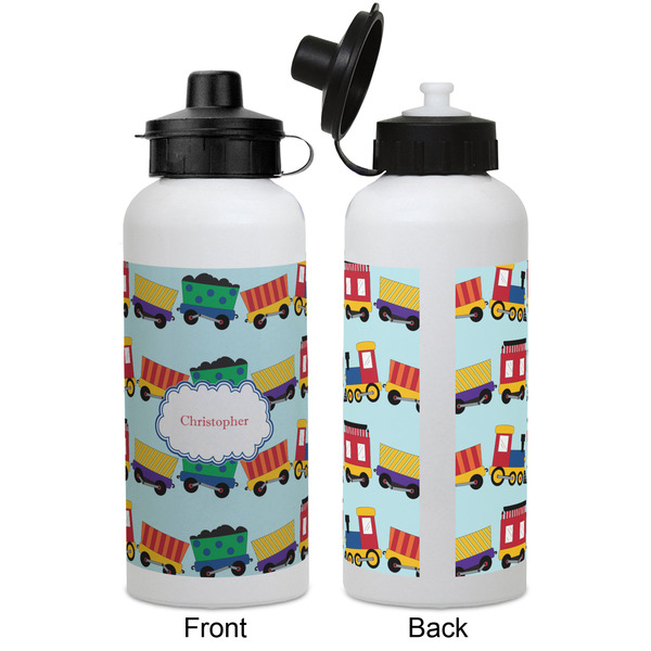 Trains Aluminum Water Bottle - White APPROVAL