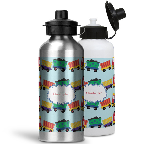 Trains Aluminum Water Bottles - MAIN (white &silver)
