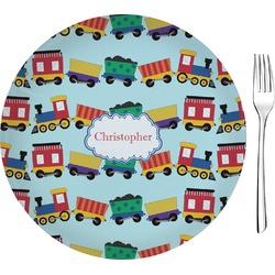 Trains Glass Appetizer / Dessert Plate 8" (Personalized)