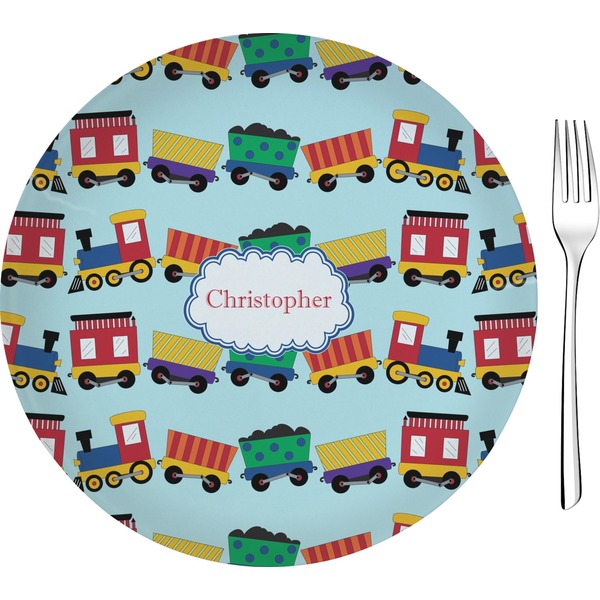 Custom Trains 8" Glass Appetizer / Dessert Plates - Single or Set (Personalized)