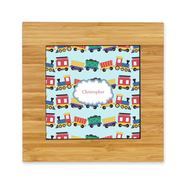 Custom Trains Bamboo Trivet with Ceramic Tile Insert (Personalized)