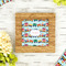Trains Bamboo Trivet with 6" Tile - LIFESTYLE