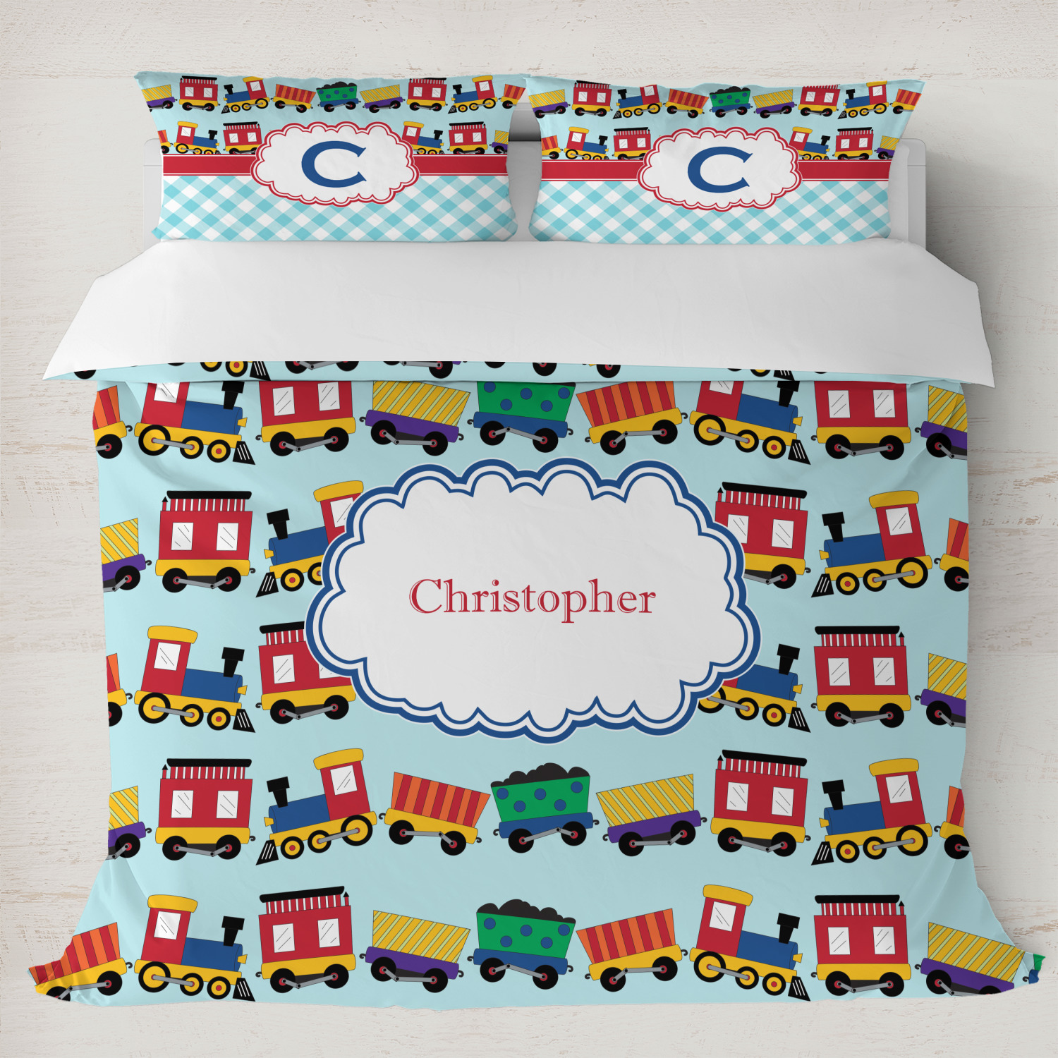 Custom Trains Duvet Cover Set King (Personalized) YouCustomizeIt