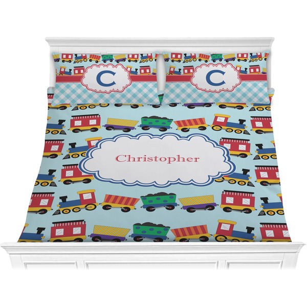 Custom Trains Comforter Set - King (Personalized)