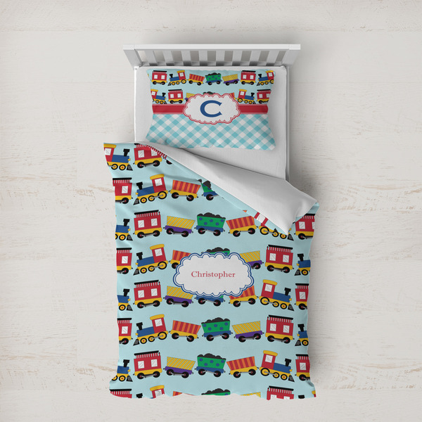 Custom Trains Duvet Cover Set - Twin XL (Personalized)