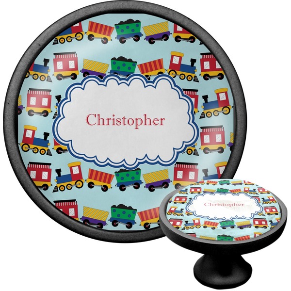 Custom Trains Cabinet Knob (Black) (Personalized)